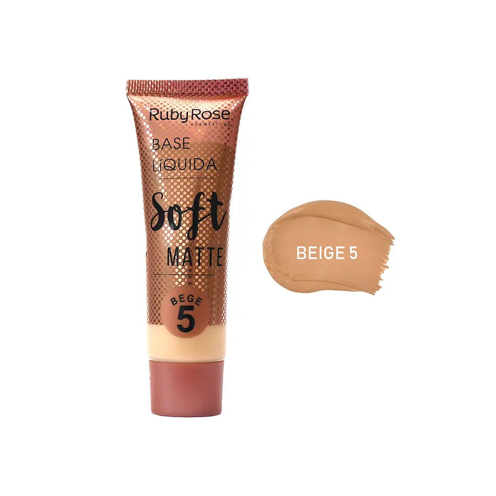 BASE LIQUIDA RUBY ROSE SOFT MATTE BEIGE #5 TUBO X 1 UND