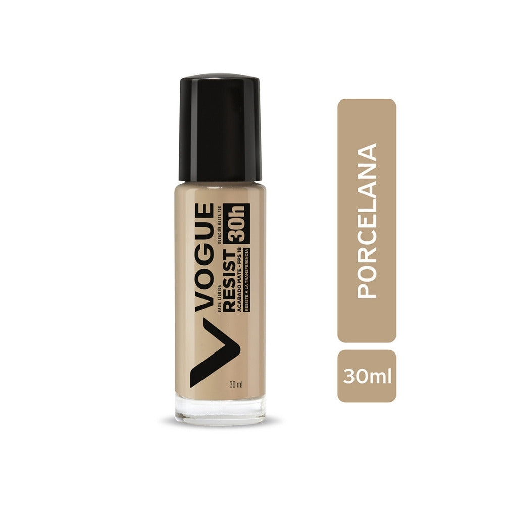 BASE LIQUIDA VOGUE RESIST PORCELANA FRASCO 30 ML