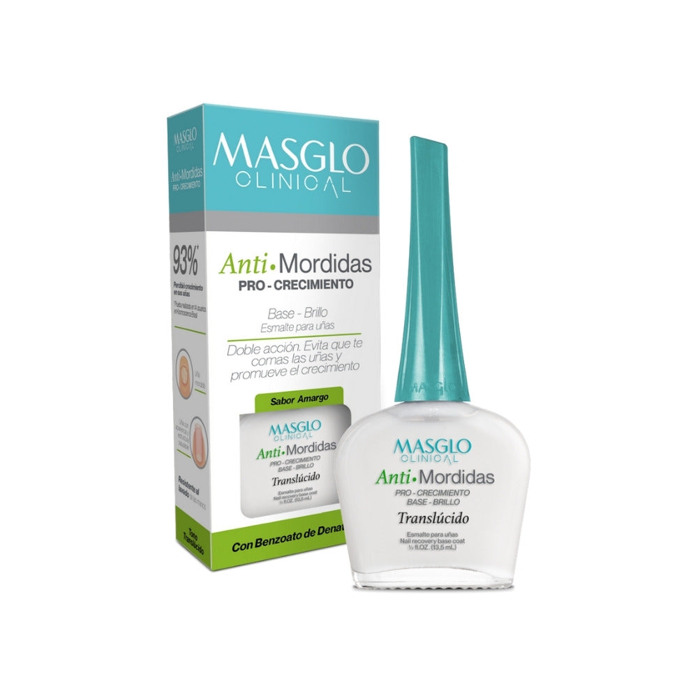BASE MASGLO CLINICAL TOTAL CARE ANTI MORDIDAS CRECIMIENTO FRASCO 13.5 ML