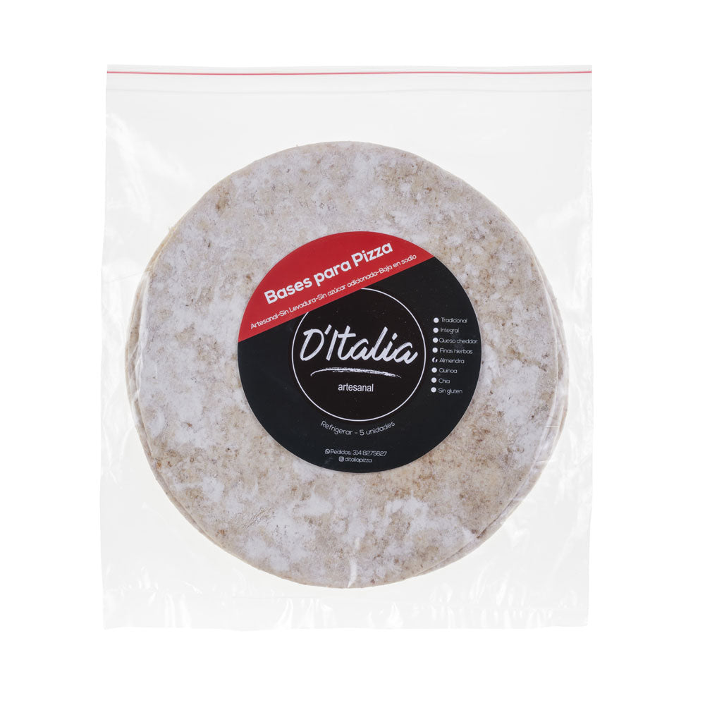 BASE PIZZA DITALIA ALMENDRAS BOLSA X 5 UNDS