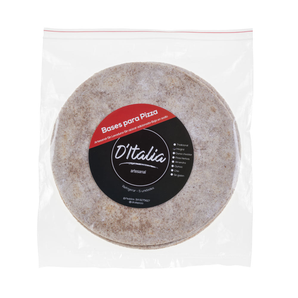BASE PIZZA DITALIA INTEGRAL BOLSA X 5 UNDS