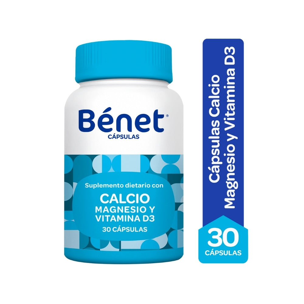 BENET CALCIO+MAGNESIO+VIT D3 CAPSULAS FRASCO X 30 UNDS