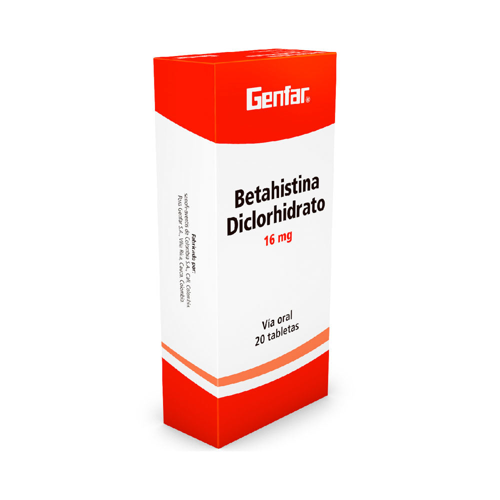 BETAHISTINA DICLORHIDRATO GF TABLETAS 16 MG CAJA X 20 UNDS