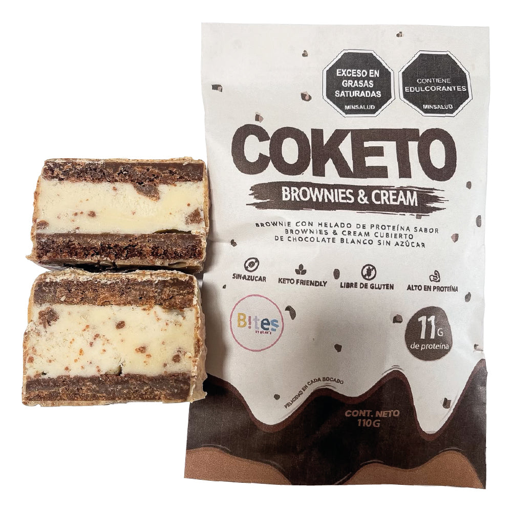 BITES HELADO COKETO BROWNIES & CREAM BOLSA 110 G