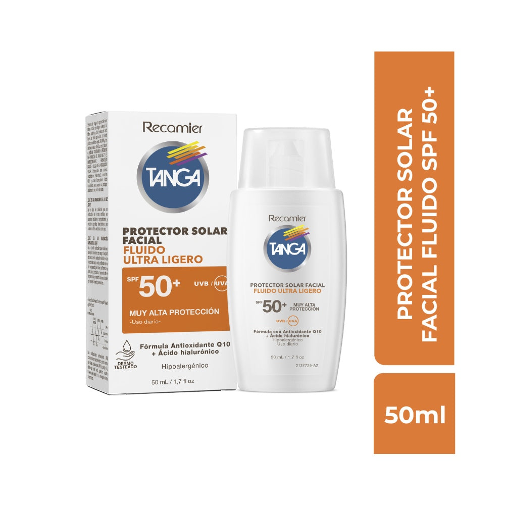 BLOQUEADOR TANGA FACIAL SPF 50+ FLUIDO ULTRA LIGERO FRASCO 50 ML