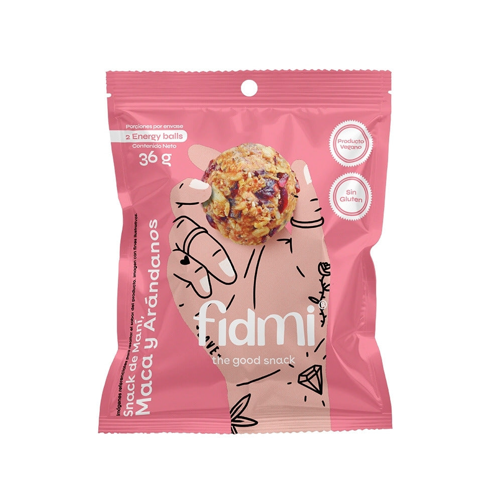 BOLITA DE ENERGIA FIDMI MACA Y ARANDANOS BOLSA 36 G