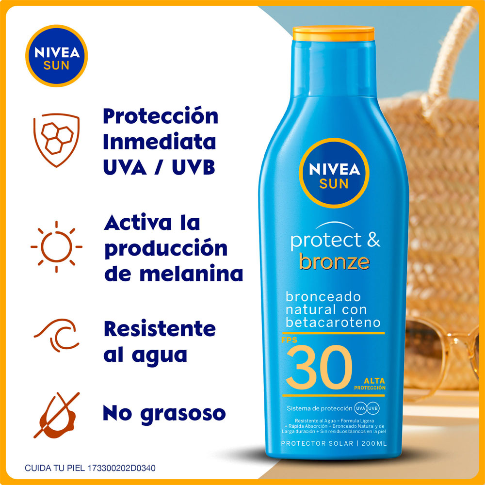 BRONCEADOR NIVEA SUN PROTECT BRONZE SPF 30 FRASCO 200 ML