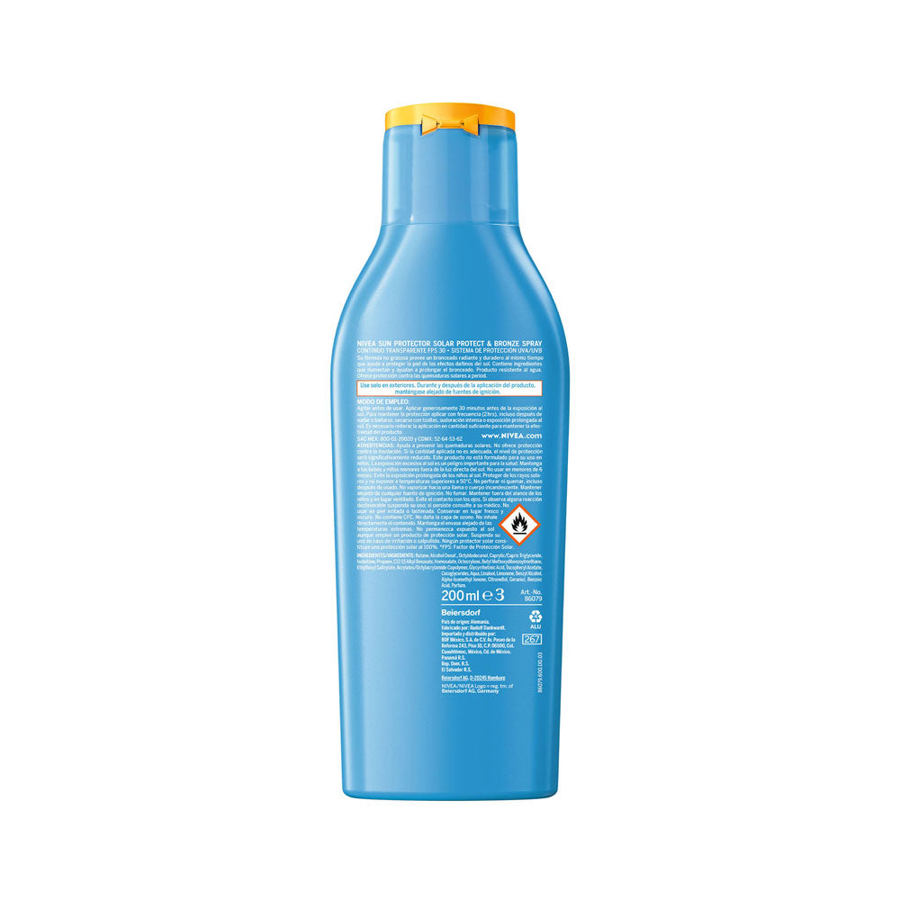 BRONCEADOR NIVEA SUN PROTECT BRONZE SPF 30 FRASCO 200 ML