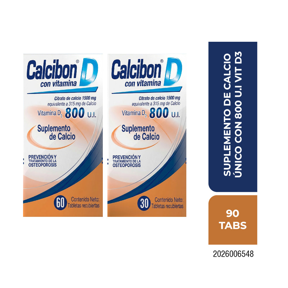 CALCIBON D TABLETAS 800 U.I CAJA 60+30