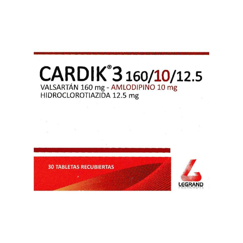 CARDIK 3 (RG) TABLETAS 160/10/12.5 MG CAJA X 30 UNDS