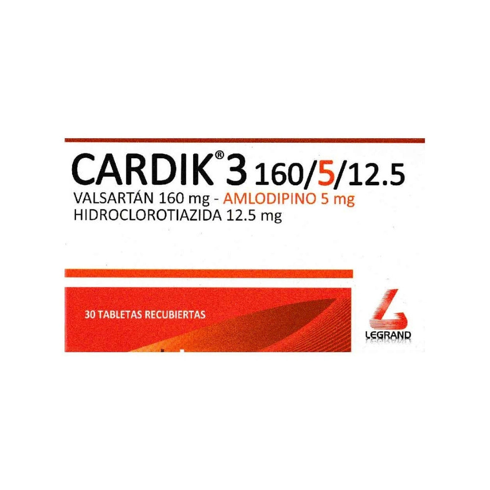 CARDIK 3 (RG) TABLETAS 160/5/12.5MG CAJA X 30 UNDS