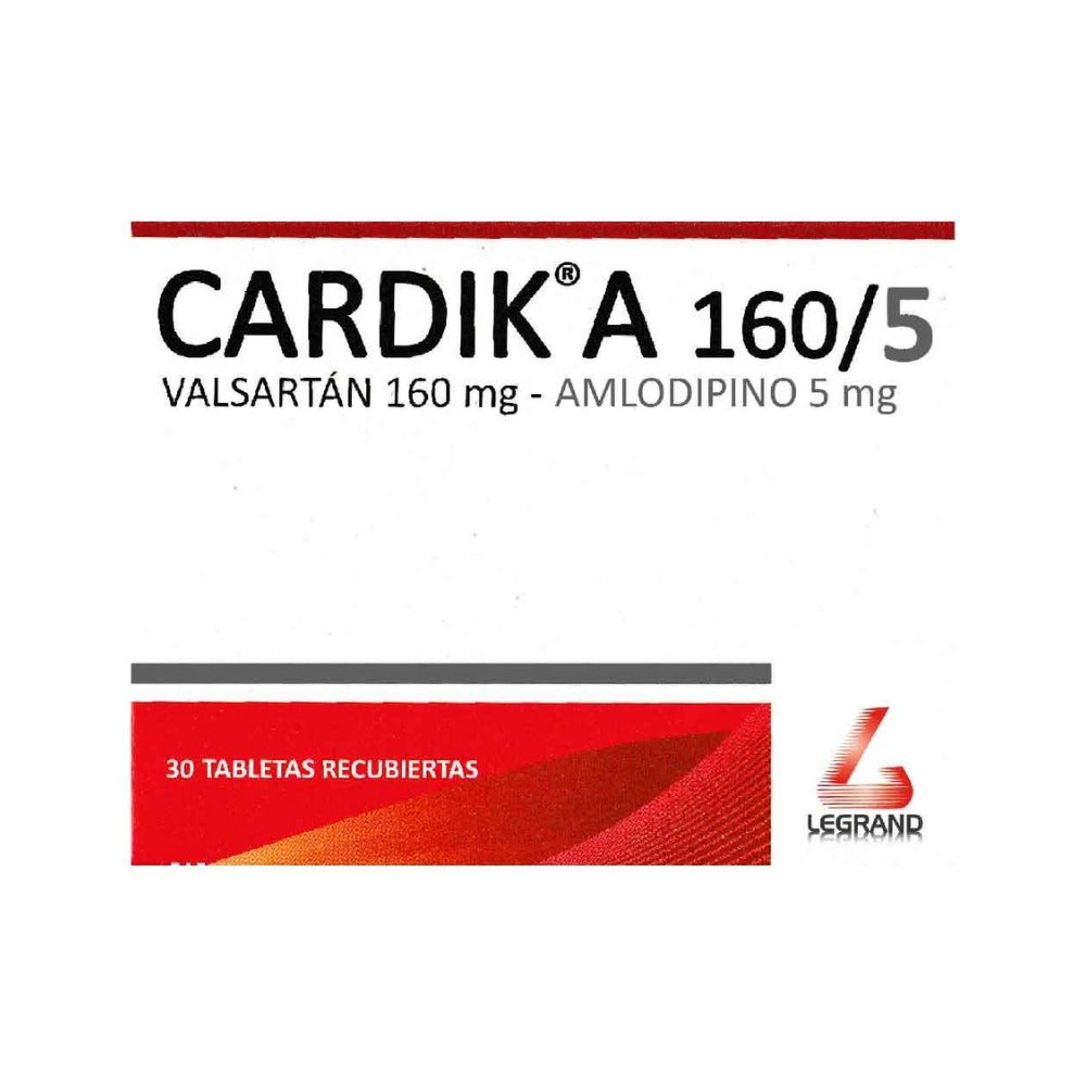 CARDIK A (RG) TABLETAS 160 MG/5 MG CAJA X 30 UNDS