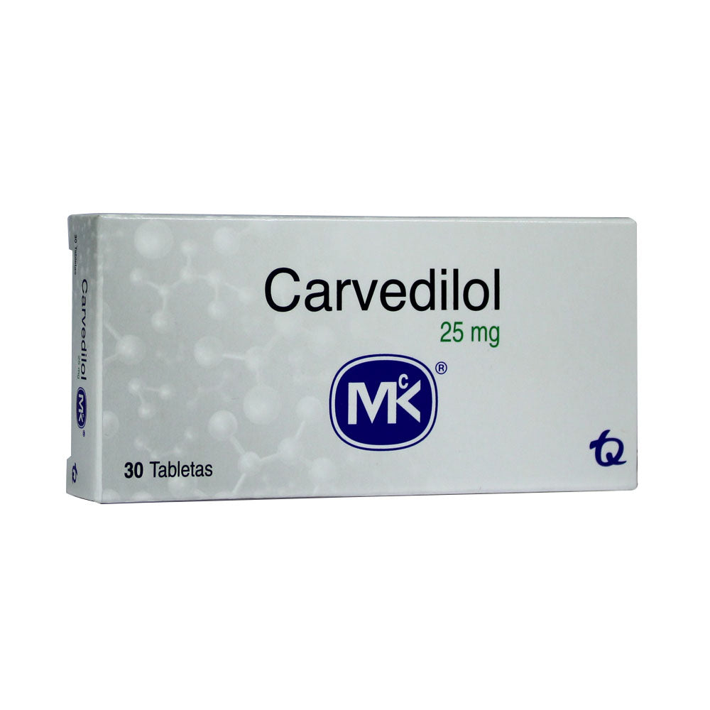 CARVEDILOL MK(RG) TABLETAS 25 MG CAJA X 30 UNDS