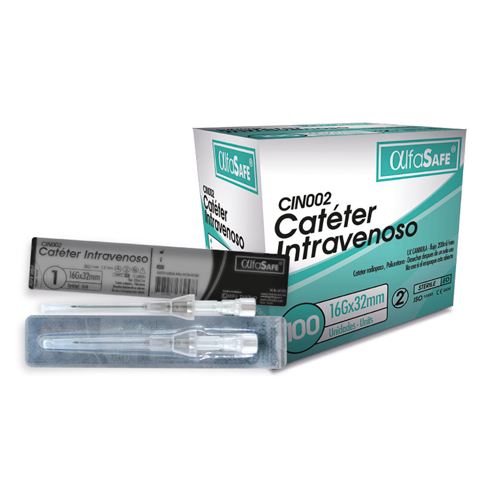 CATETER INTRAVENOSO ALFASAFE 32 MM AGUJA # 16