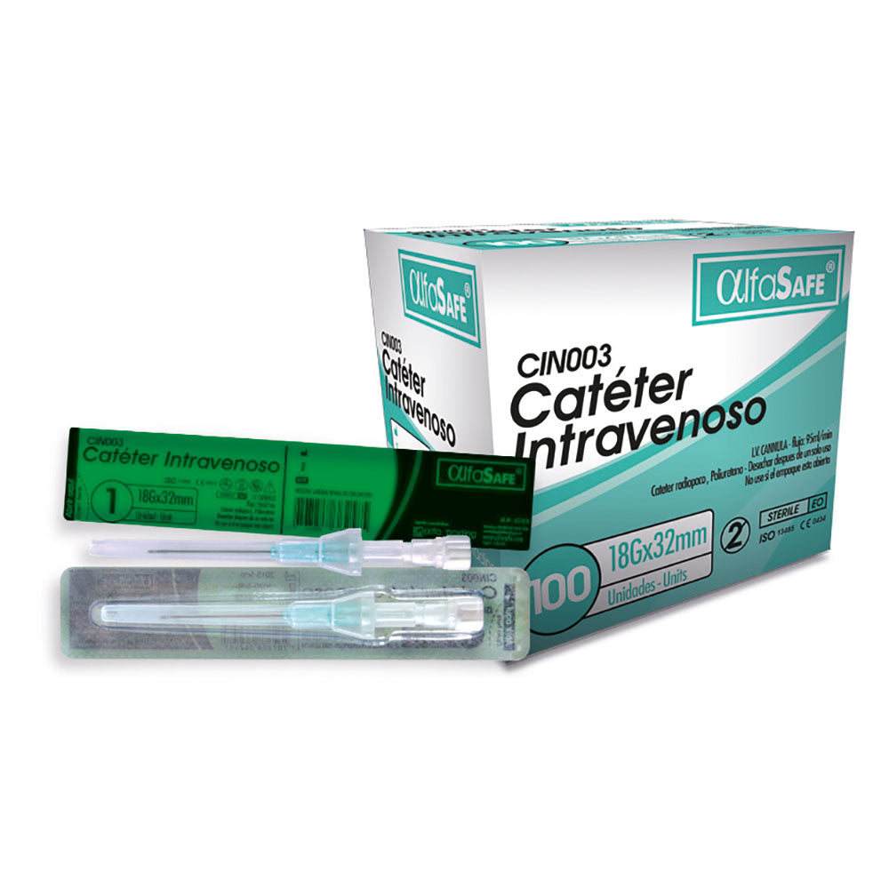 CATETER INTRAVENOSO ALFASAFE 32MM AGUJA # 18