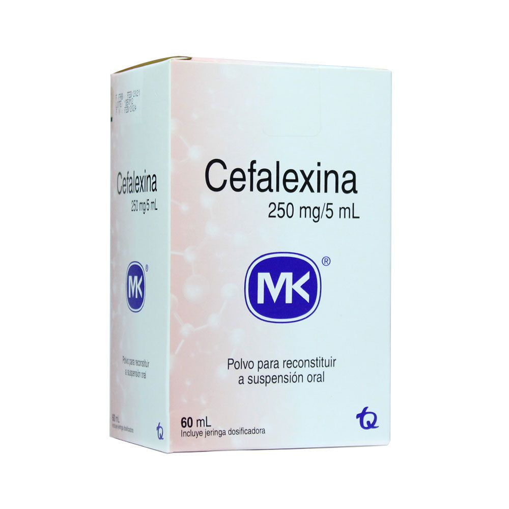CEFALEXINA MK + DOSIFICADOR POLVO PARA RECONSTITUIR 250MG/5ML CAJA 60 ML