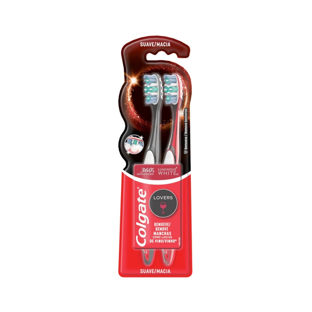 CEPILLO DENTAL COLGATE 360 LUMINOUS WHITE LOVERS CAFE-VINO X 2 UNDS