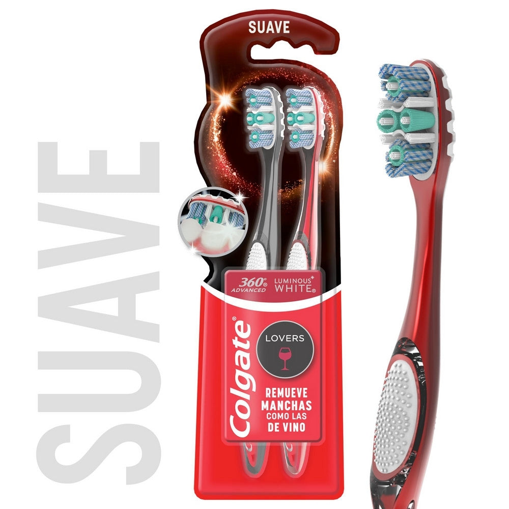 CEPILLO DENTAL COLGATE 360 LUMINOUS WHITE LOVERS CAFE-VINO X 2 UNDS