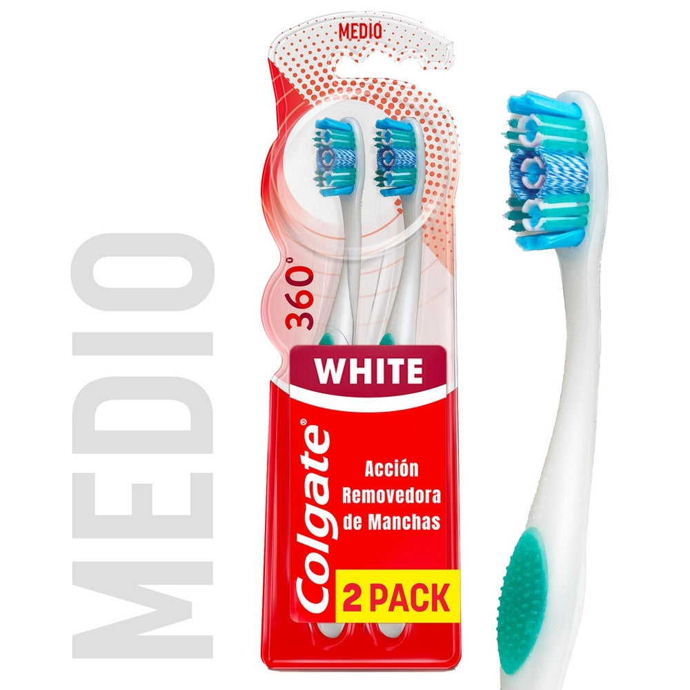 CEPILLO DENTAL COLGATE 360 LUMINOUS WHITE MEDIO X 2 UNDS
