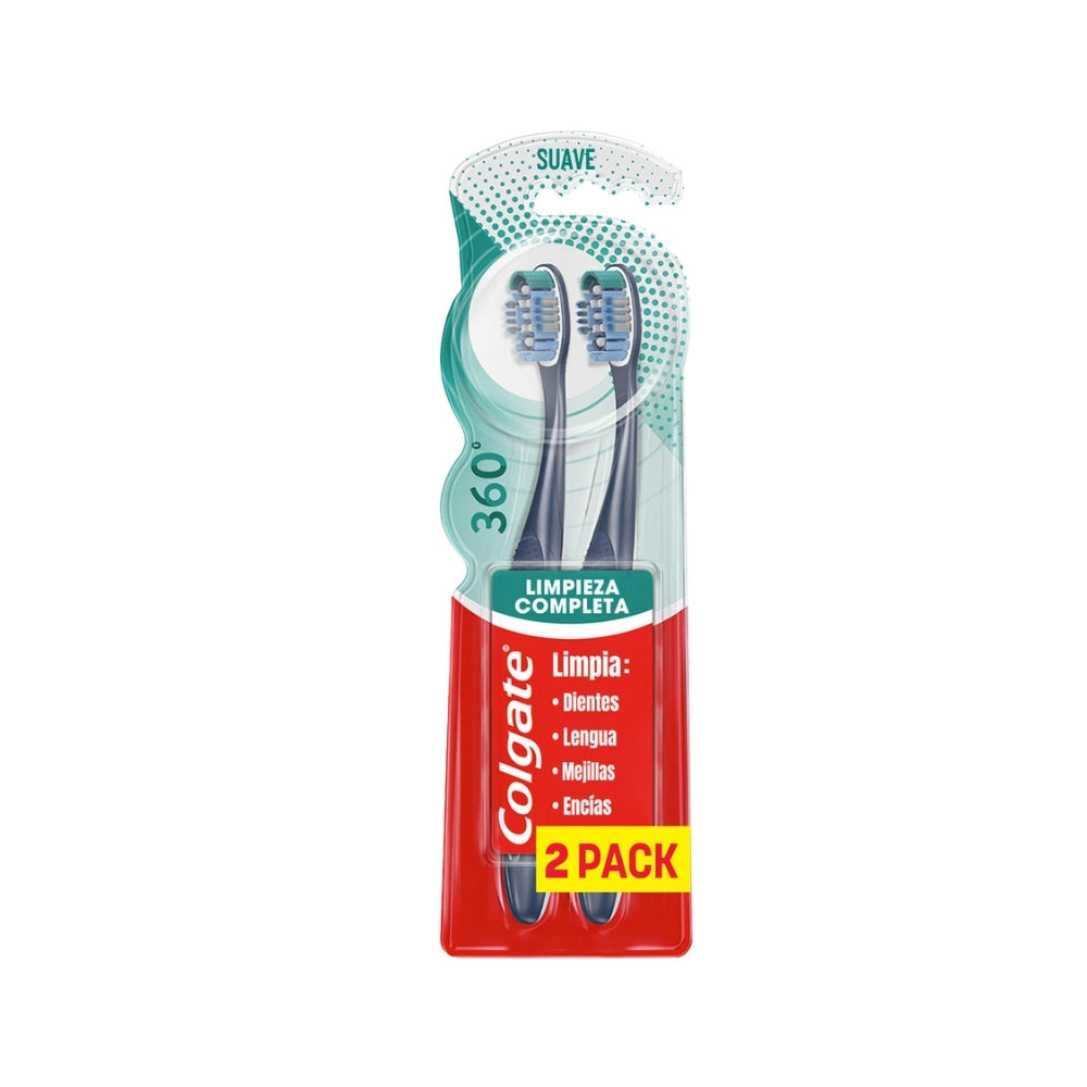 CEPILLO DENTAL COLGATE 360 SUAVE X 2 UNDS