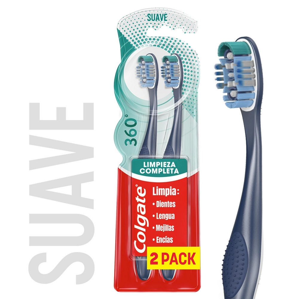 CEPILLO DENTAL COLGATE 360 SUAVE X 2 UNDS