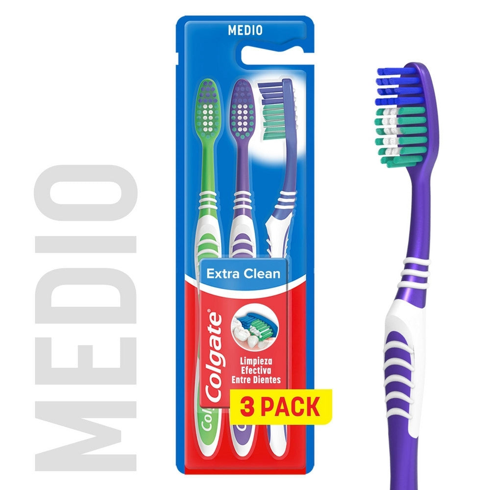 CEPILLO DENTAL COLGATE EXTRA CLEAN MEDIO X 3 UND