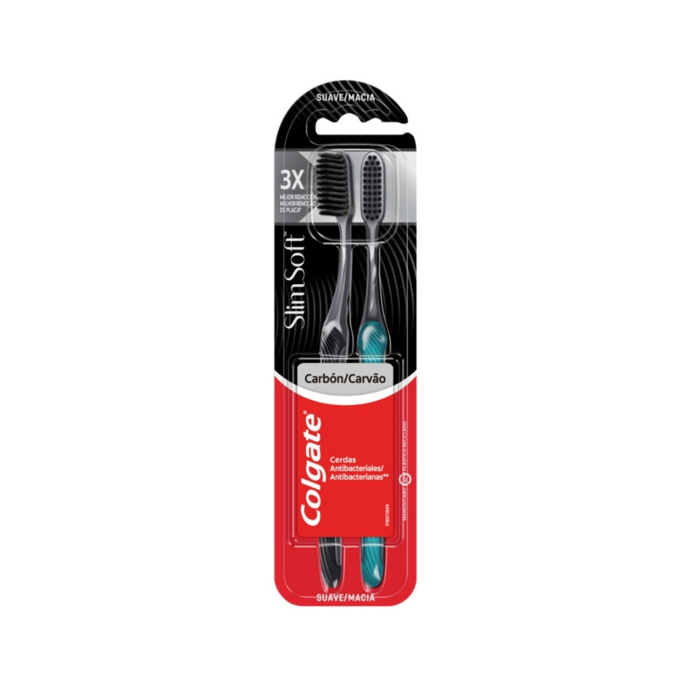 CEPILLO DENTAL COLGATE SLIM SOFT CARBON SUAVE X 2 UNDS