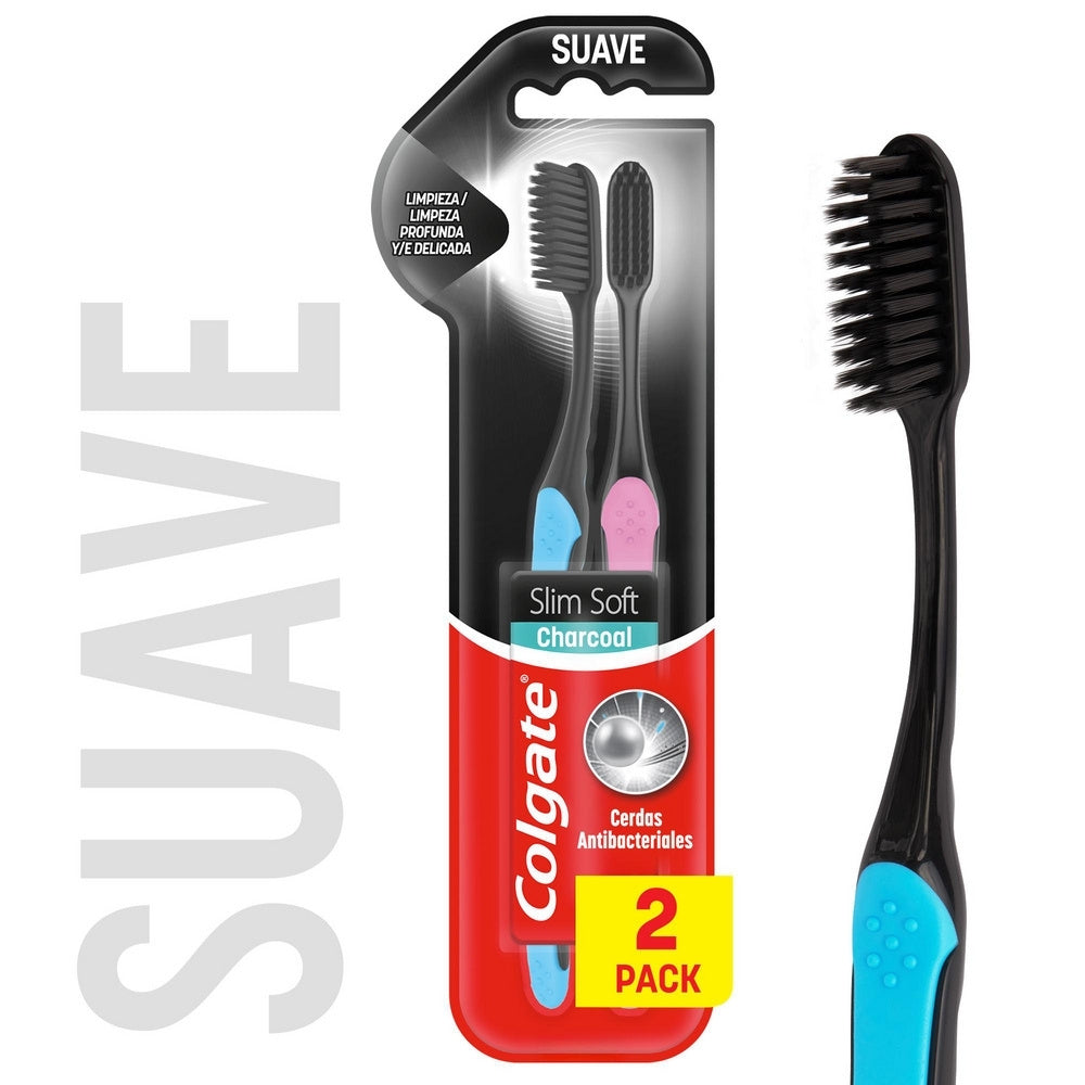 CEPILLO DENTAL COLGATE SLIM SOFT CARBON SUAVE X 2 UNDS