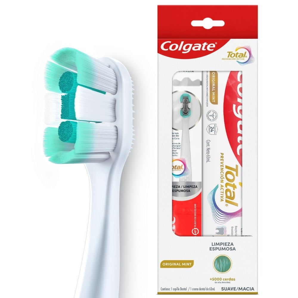 CEPILLO DENTAL COLGATE TOTAL FOAMING+ CREMA DENTAL ORIGINAL MINT CAJA 63 ML