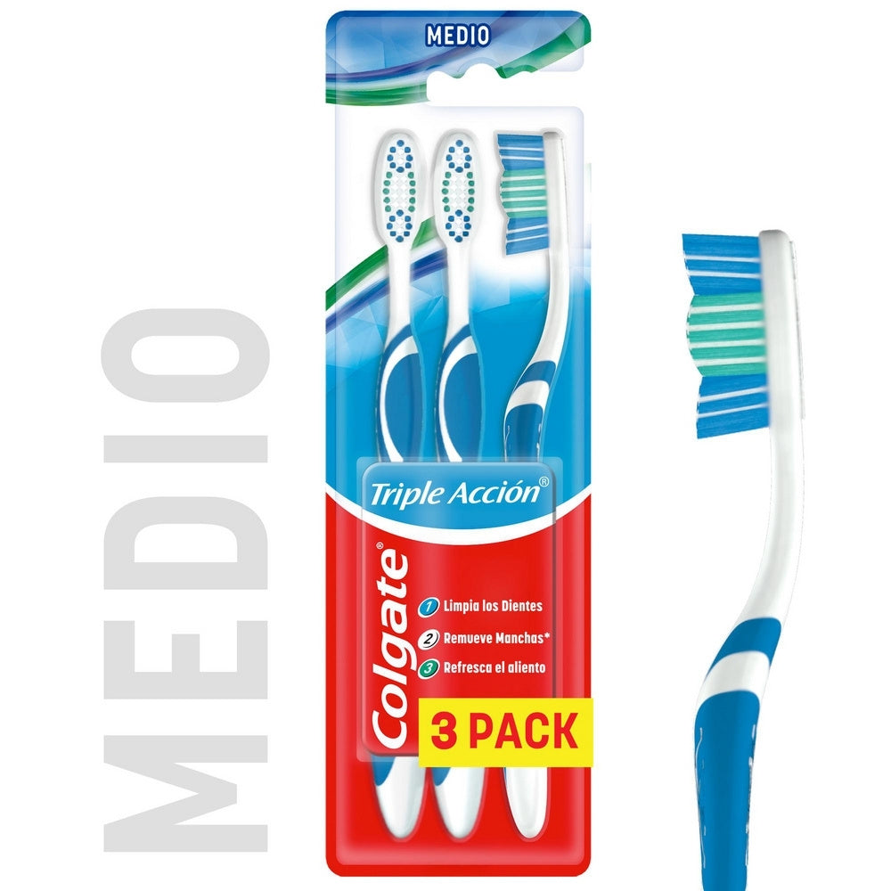 CEPILLO DENTAL COLGATE TRIPLE ACCION MEDIO X 3 UNDS