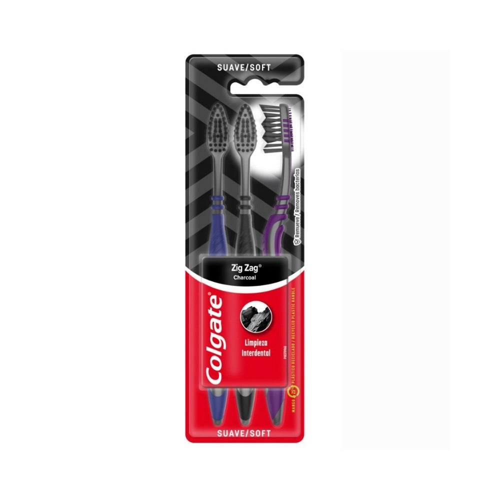 CEPILLO DENTAL COLGATE ZIG ZAG CARBON MEDIO X 3 UND