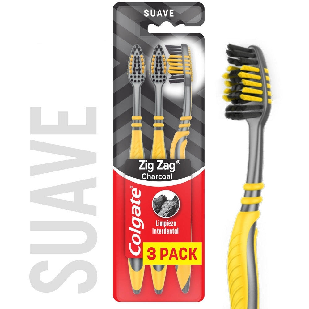 CEPILLO DENTAL COLGATE ZIG ZAG CARBON MEDIO X 3 UND