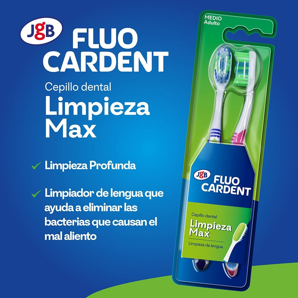 CEPILLO DENTAL FLUOCARDENT LIMPIEZA MAX X 2 UNDS