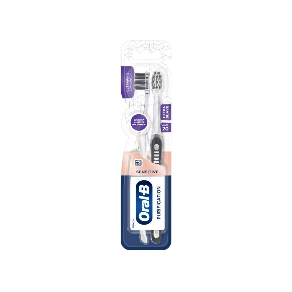CEPILLO DENTAL ORAL- B PURIFICATION CARBÓN PACK X 2 UNDS