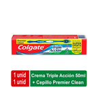 CEPILLO DENTAL PREMIER CLEAN + CREMA DENTAL TRIPLE ACCIÓN CAJA 50 ML