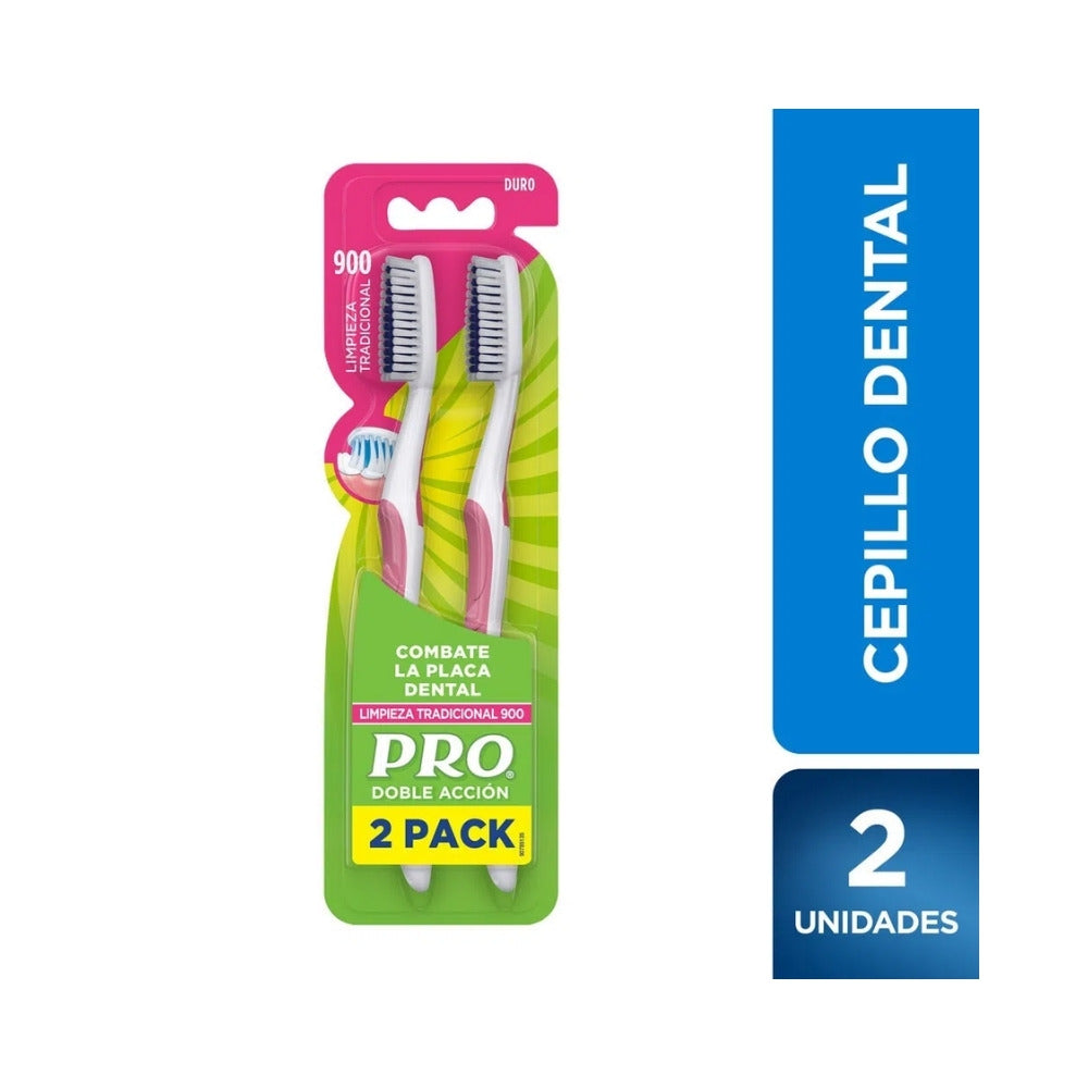 CEPILLO DENTAL PRO DOBLE ACCION 900 DURO X 2 UNDS