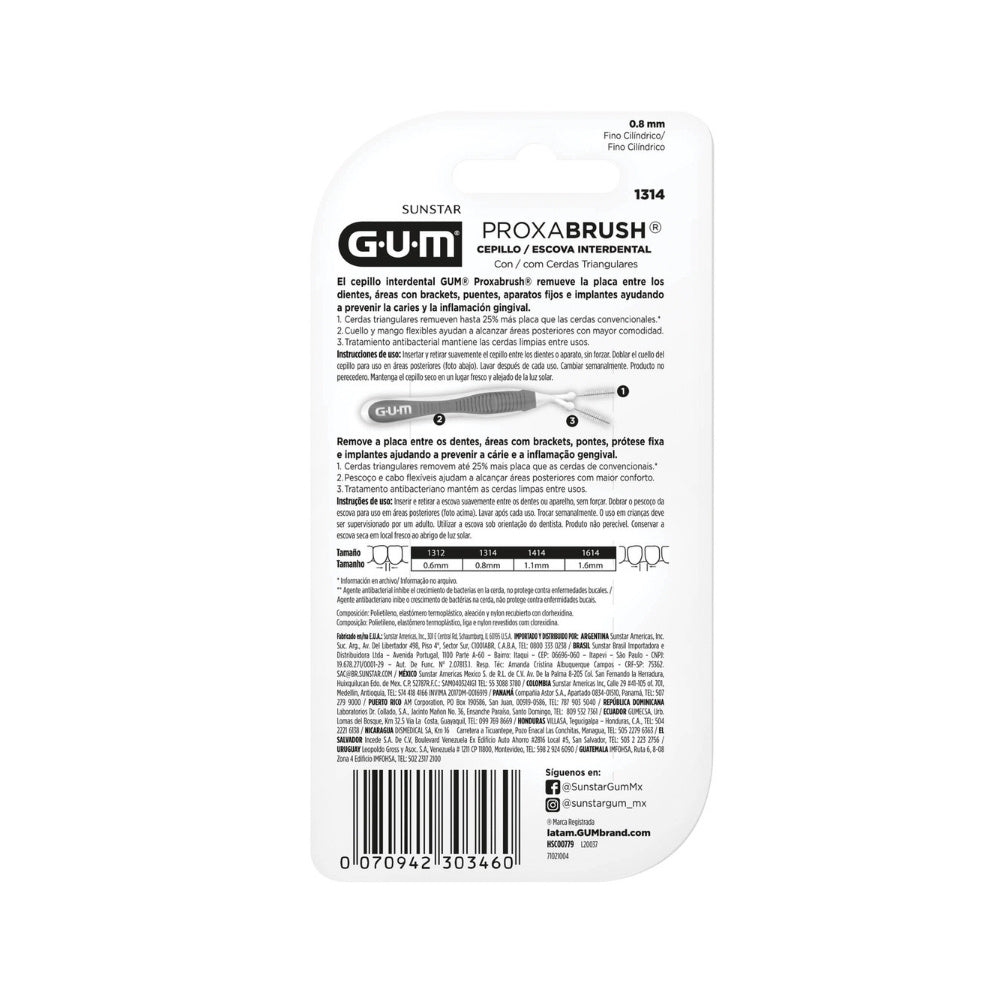 CEPILLO INTERDENTAL GUM-1314 TRAV-LER 0.8MM X 6 UNDS