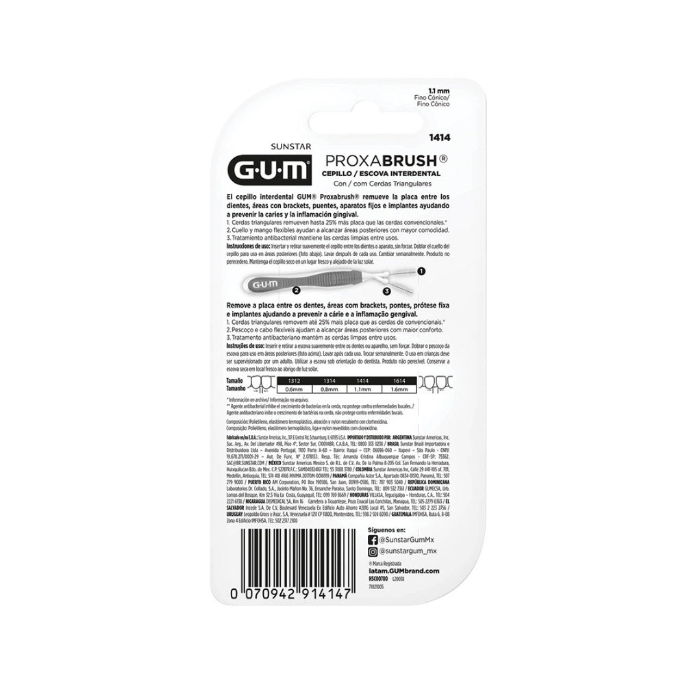 CEPILLO INTERDENTAL GUM-1414 TRAV-LER 1.1MM X 6 UNDS