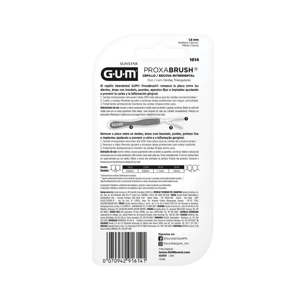 CEPILLO INTERDENTAL GUM-1614 TRAV-LER 1.6MM X 6 UNDS