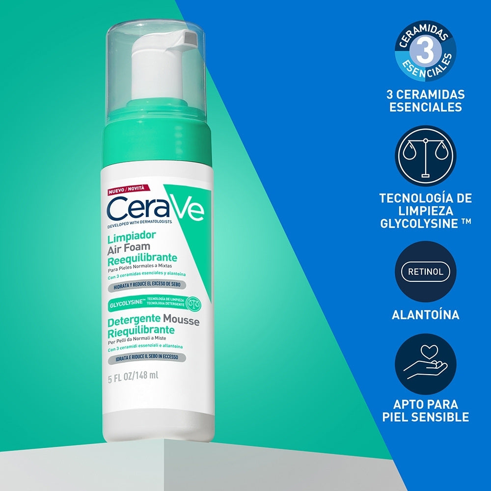 CERAVE LIMPIADOR AIR FOAM REEQUILIBRANTE FRASCO 148ML