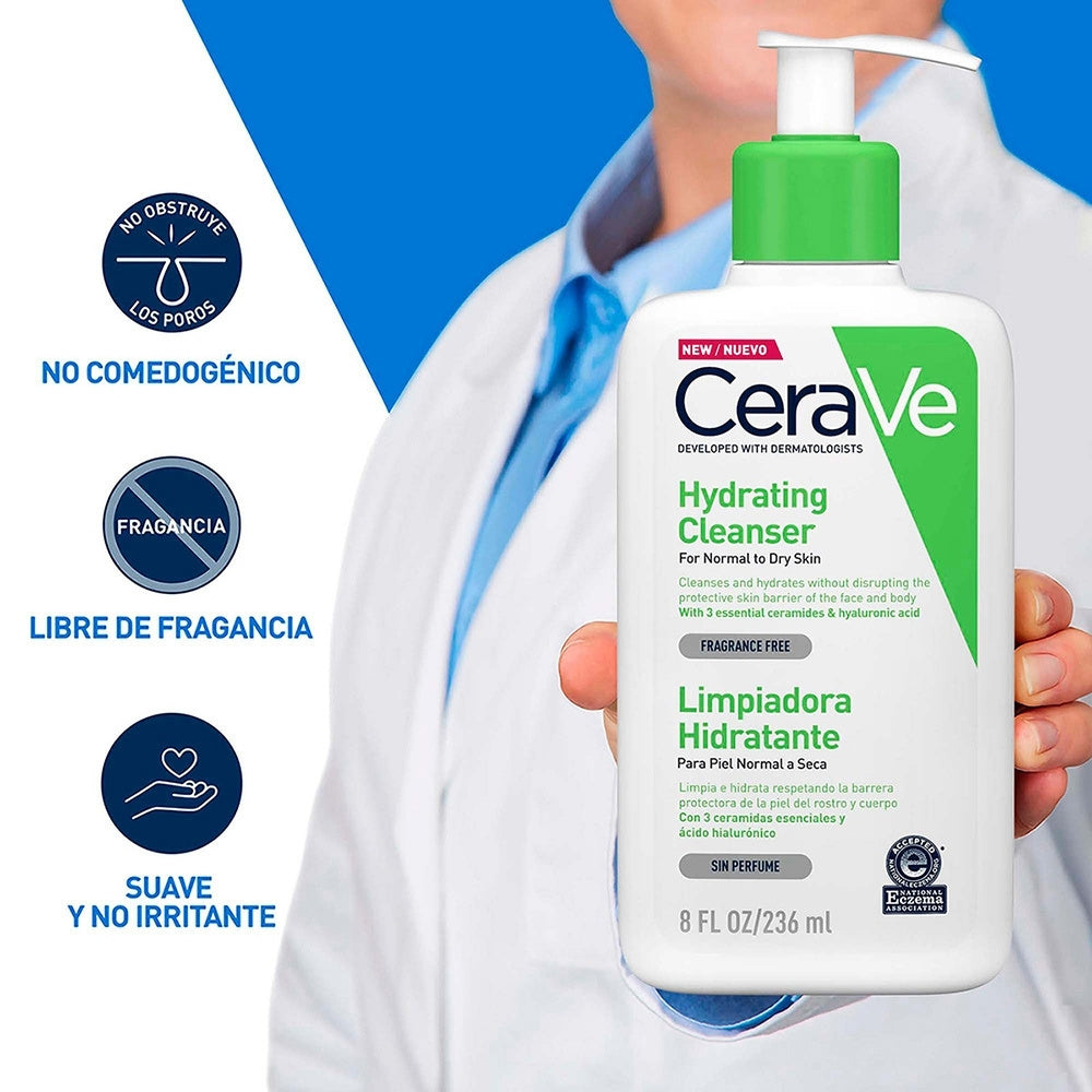 CERAVE LIMPIADOR HIDRATANTE FACIAL PIEL NORMAL FRASCO 236 ML