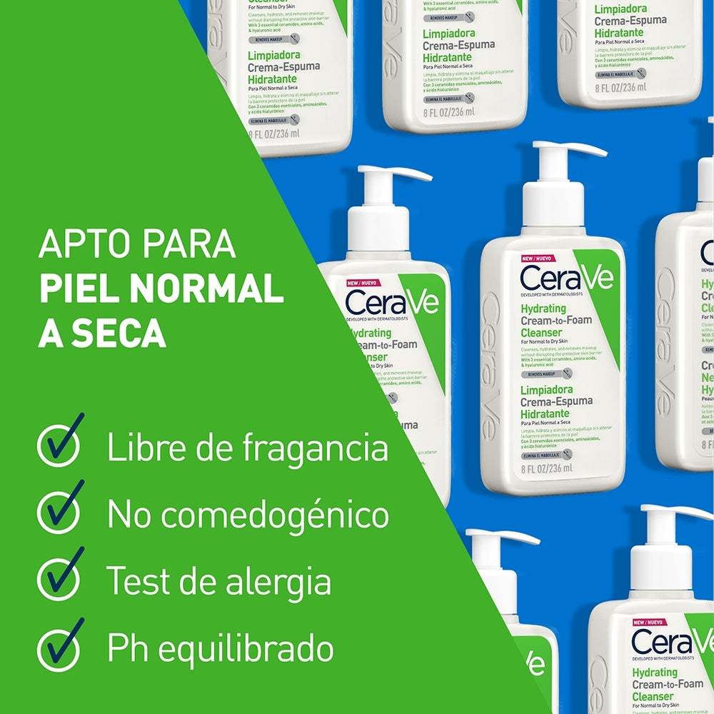 CERAVE LIMPIADORA CREMA ESPUMA HIDRATANTE 236 ML