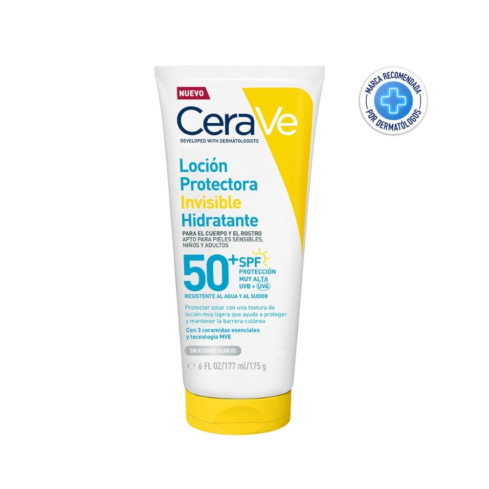 CERAVE PROTECTOR SOLAR LOCION INVISIBLE HIDRATANTE SPF50+ TUBO 177 ML