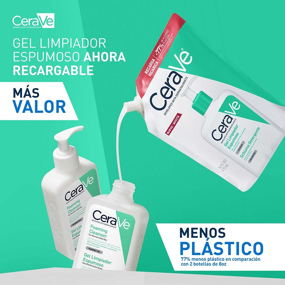 CERAVE REFILL GEL LIMPIADOR ESPUMOSO DOYPACK 473 ML