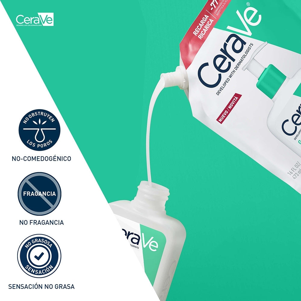 CERAVE REFILL GEL LIMPIADOR ESPUMOSO DOYPACK 473 ML