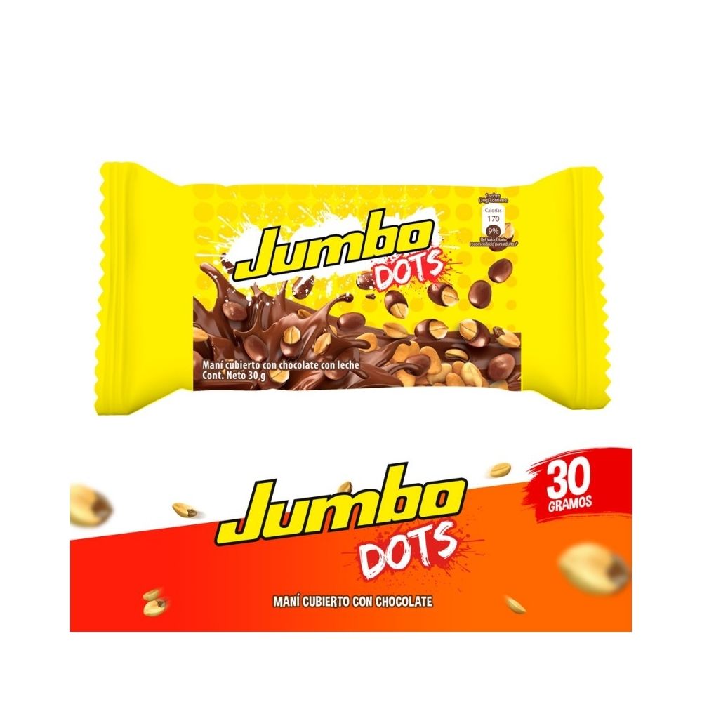 CHOCOLATINA JUMBO DOTS MANI CON CHOCOLATE FRACCION 30 G