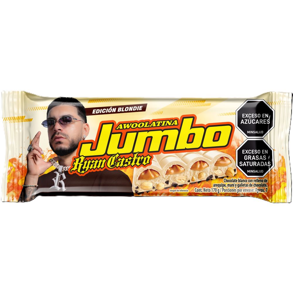 CHOCOLATINA JUMBO RYANCASTRO CHOCOLATE BLANCO BARRA 170 G