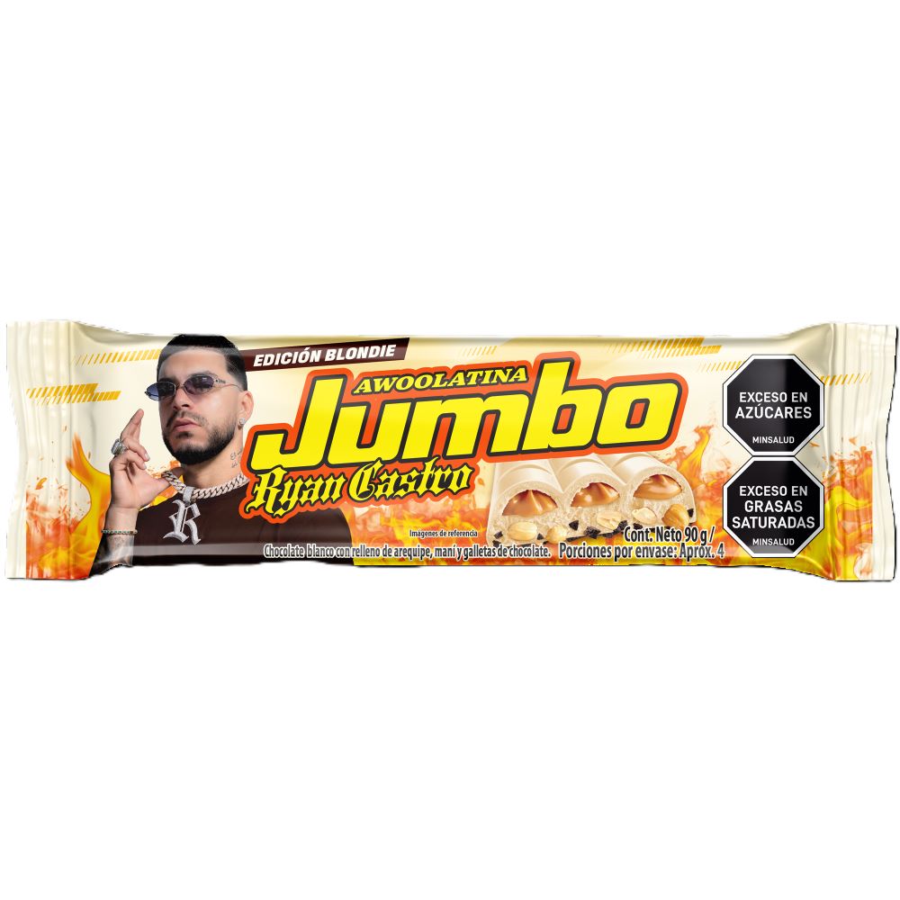 CHOCOLATINA JUMBO RYANCASTRO CHOCOLATE BLANCO BARRA 90 G