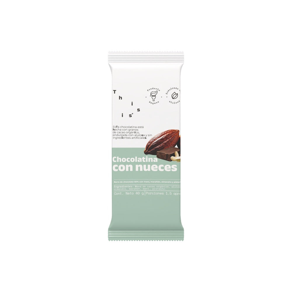 CHOCOLATINA THIS IS 60% CON NUECES BARRA 40 G