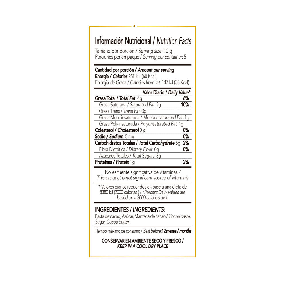 CHOCOLEYENDA CHOCOLATE 70% BARRA CAJA 50 G